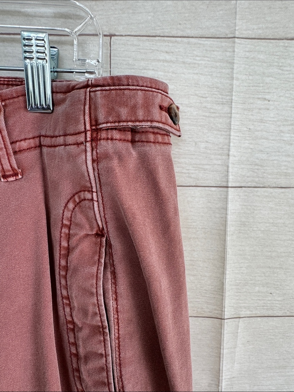 Women's Old Navy Utility Wide Leg Pants Adjustable Waist Size 14 Washed Rust - Picture 2 of 7